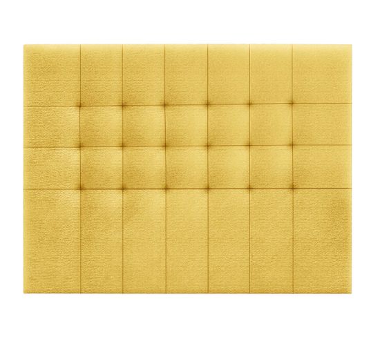 Tête De Lit En Tissu Coloris Jaune - Longueur 160 X Profondeur 4 X Hauteur 120 Cm