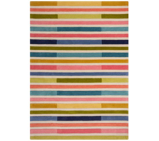 Tapis De Salon Moderne Keyo En Laine - Multicolore - 120x170 Cm