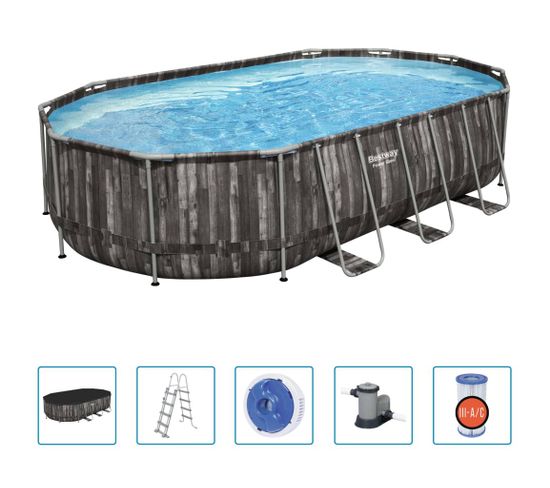 Ensemble De Piscine Ovale Power Steel 488x305x107 Cm