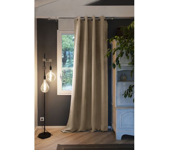 Rideau Occultant Doublure Polaire Polyester Beige 140x280 Cm