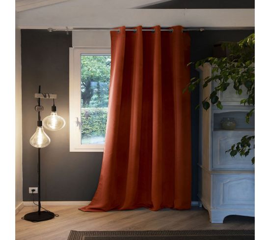 Rideau Occultant Polyester Orange 180x260 Cm