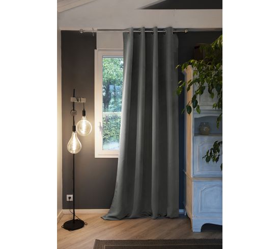 Rideau Occultant Polyester Gris 140x260 Cm