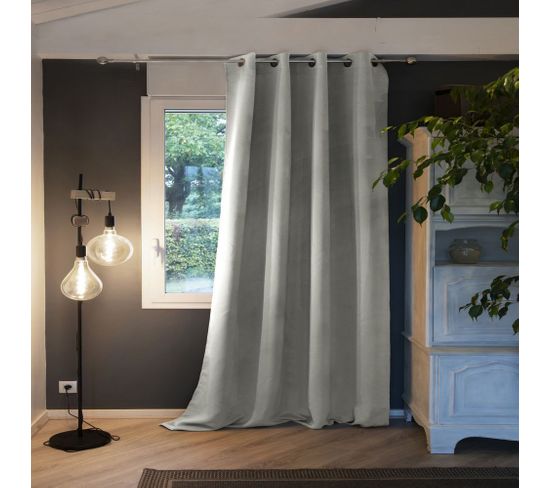 Rideau Occultant Polyester Gris 140x260 Cm