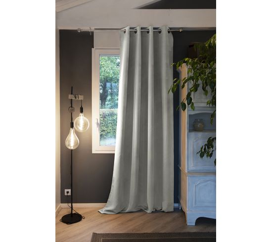 Rideau Occultant Polyester Gris 140x280 Cm