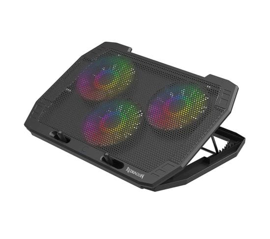 Support Ventilé (gcp511) Ingrid Pour Ordinateur Jusqu'à 17" - Retroéclairage Rgb - 3 Ventilateurs