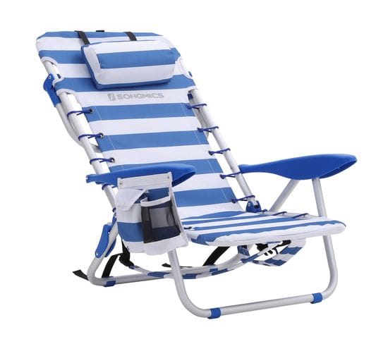 Chaise De Plage Avec Oreiller, En Aluminium,bpliable, Inclinable