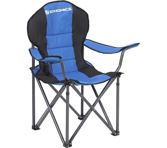 Chaise De Camping Pliante, Assise Confortable Avec Rembourrage En Mousse, Avec Porte-bouteilles