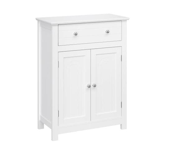 Armoire De Salle De Bain avec tiroir et 2 portes, 60 x 30 x 80 cm (l x l x h), Blanc