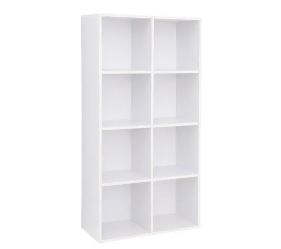 Bibliothèque À 8 Compartiments, Étagère, Meuble De Rangement Blanc