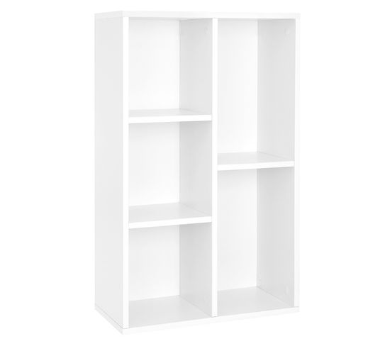 Bibliothèque, Étagère À 5 Niveaux, 50 X 24 X 80 Cm, Blanc