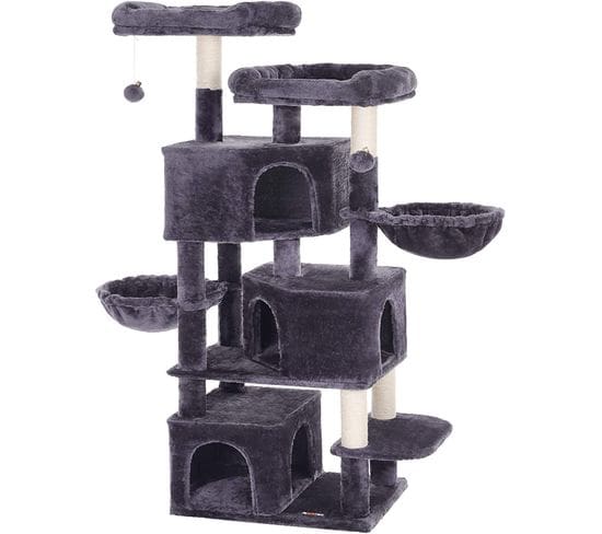 Grand Arbre À Chat, Avec 3 Niches, 164 Cm De Hauteur, Gris Foncé