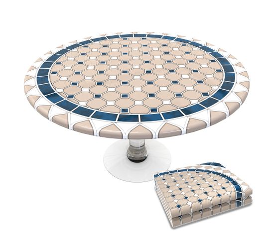 Nappe De Table Ronde En Pvc Tissu Non-tissé Style Ceramique