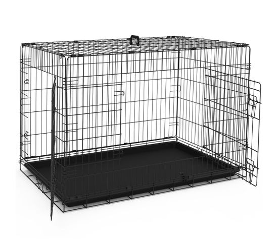 Cage Pour Chien Pliable Avec 2 Portes Verrouillable Plateau Amovible 122x75x81cm