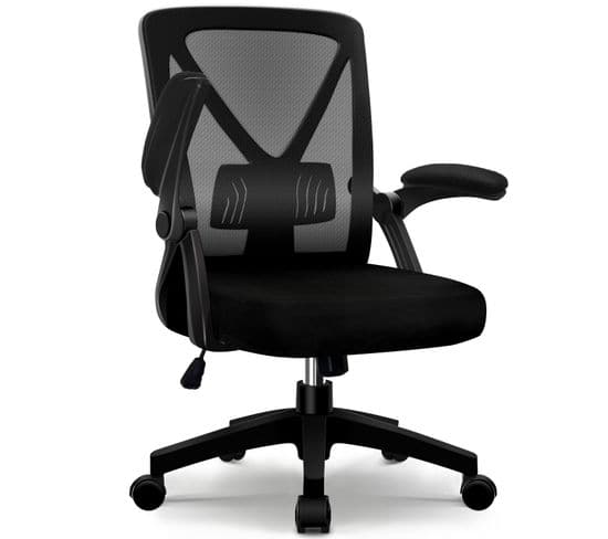 Fauteuil de Bureau Ergonomique,Chaise de Bureau avec Accoudoirs Pliables,Support Lombaire Réglable