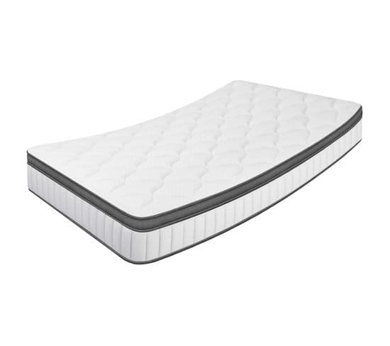 Matelas Ressorts 90x190 cm, 7 Zones, Accueil Mémoire De Forme Epaisseur 25 cm Avec Drap-housse