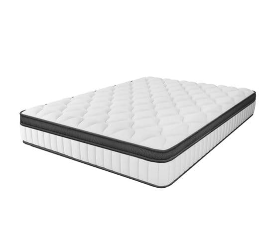 Matelas Ressort 90x190cm Épaisseur 25cm, Avec Housse De Matelas, 7 Zones