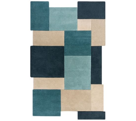 Tapis Arty En Laine - Bleu Turquoise - 200x290 Cm