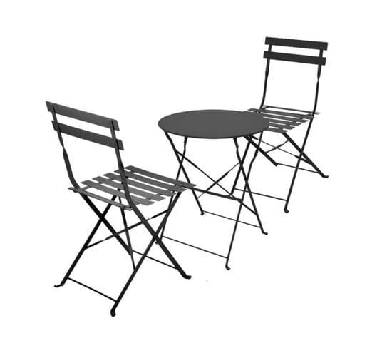 Salon Balcon - Set Bistrot 2 Personnes Gris