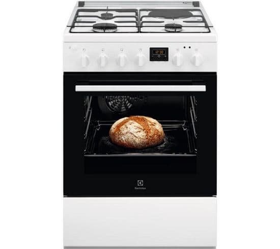 Cuisinière Mixte 3 feux gaz + 1 électrique Catalyse 57l  Blanc - Lkm624011w