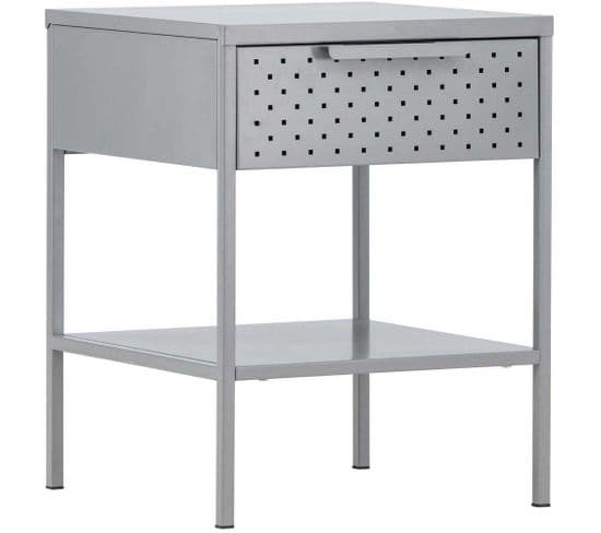 Table De Chevet En Acier Sacramento Gris Clair