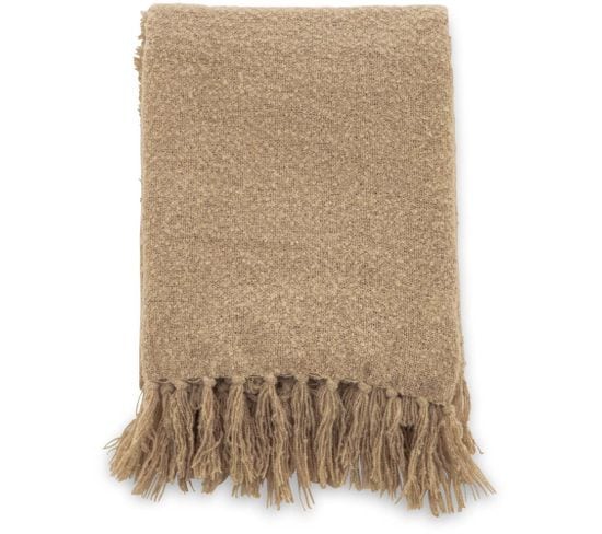 Jeté De Canapé En Polyester Avec Pampilles Stanly 170 X 130 Cm Beige