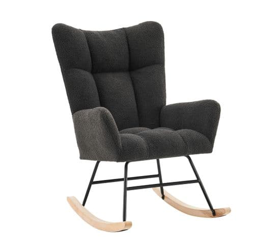 Fauteuil À Bascule Moderne Avec Dossier Haut Et Accoudoirs - Gris