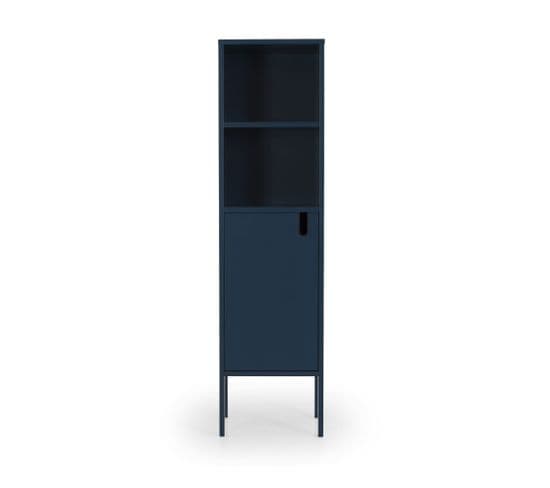 Uno - Colonne De Rangement En Bois 1 Porte 2 Niches H152cm - Couleur - Bleu Canard