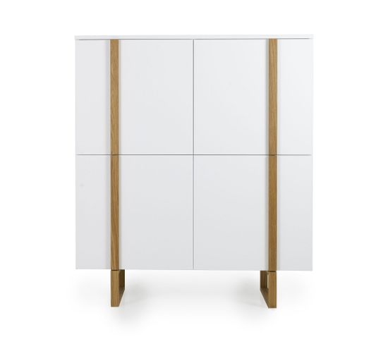 Birka - Buffet Haut 8 Compartiments De Rangement - Couleur - Blanc