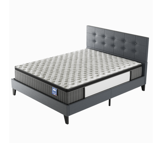 Ensemble Matelas + lit 120x190 cm avec tête de lit, ép. 30cm à mémoire de forme