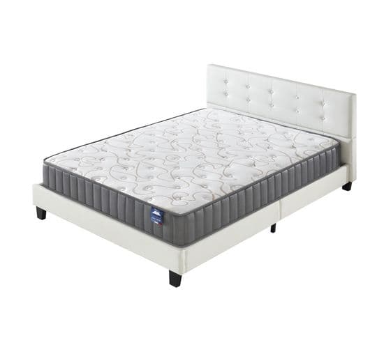 Ensemble Matelas + Lit Avec Tête De Lit 140x200 Cm, Orionis 22cm D’épaisseur à Mémoire De Forme