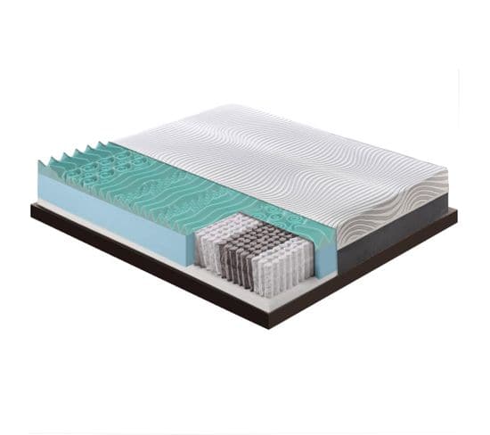 Matelas Ressorts Ensachés 160x190 Accueil Mémoire De Forme - Hauteur 20 Cm - Housse Amovible