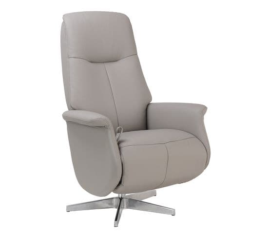 Fauteuil De Relaxation Manuel - Grapheus - Cuir Gris Tourterelle