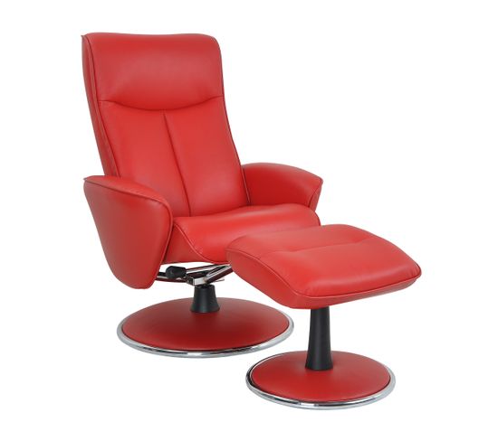 Fauteuil De Relaxation Manuel - Nephos - Cuir Rouge