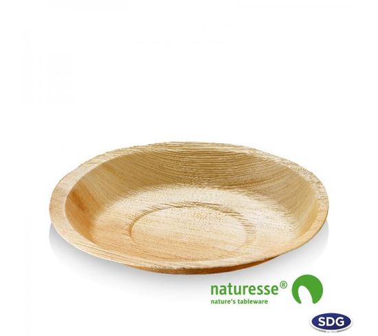 Assiette Ronde En Feuille De Palmier 22 Cm - Sdg Lot De 100