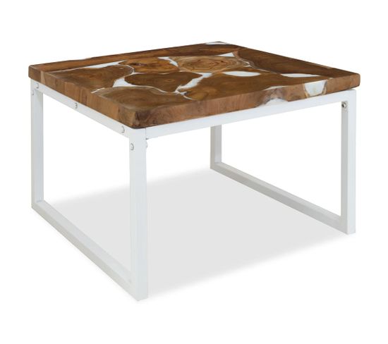 Table Basse Teck Résine 60x60x40 Cm