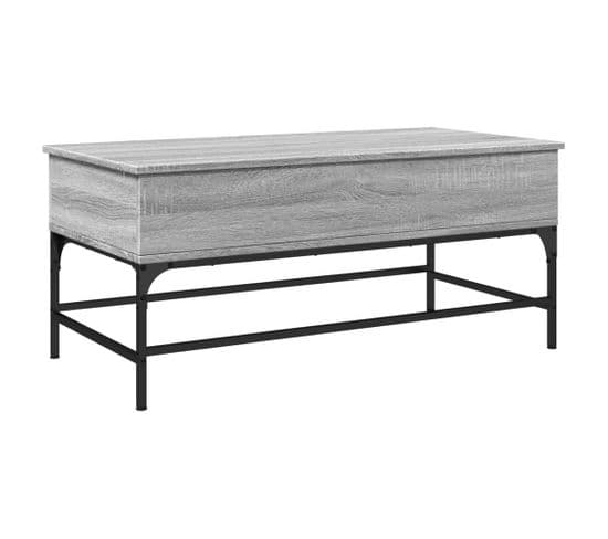 Table Basse Sonoma Gris 100x50x45 Cm Bois D'ingénierie Et Métal