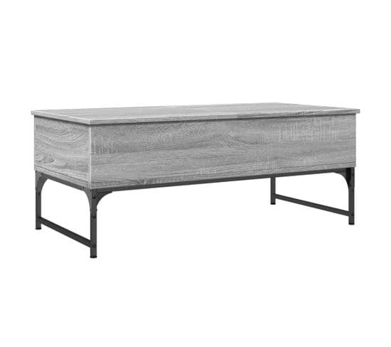 Table Basse Sonoma Gris 100x50x40 Cm Bois D'ingénierie Et Métal