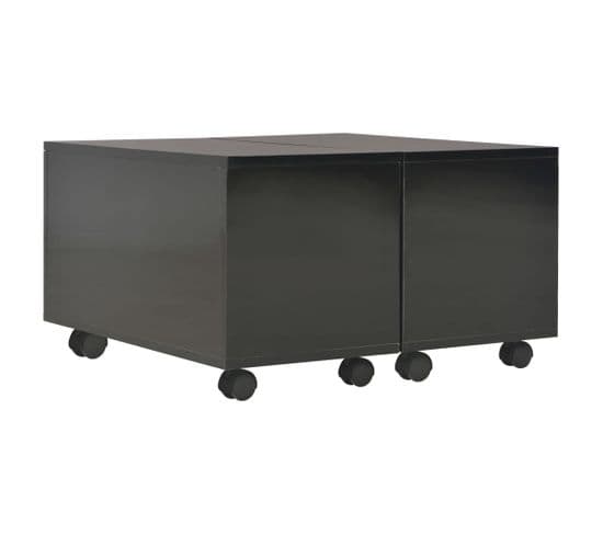 Table Basse Noir Brillant 60x60x35 Cm Aggloméré