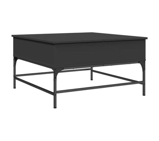 Table Basse Noir 80x80x45 Cm Bois D'ingénierie Et Métal