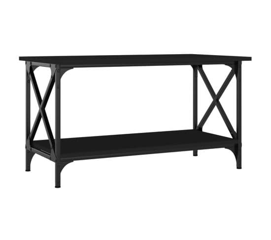 Table Basse Noir 80x45x45 Cm Bois D'ingénierie Et Fer