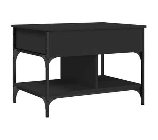 Table Basse Noir 70x50x50 Cm Bois D'ingénierie Et Métal