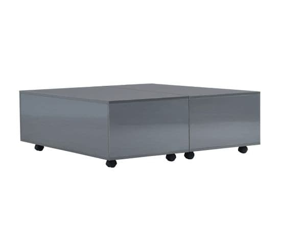 Table Basse Gris Brillant 100 X 100 X 35 Cm