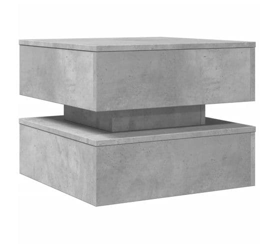 Table Basse Avec Lumières LED Gris Béton 50x50x40 Cm