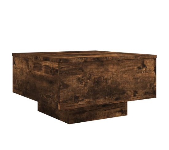 Table Basse Avec Lumières LED Chêne Fumé 55x55x31 Cm