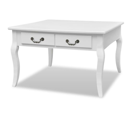 Table Basse Avec 4 Tiroirs Blanc