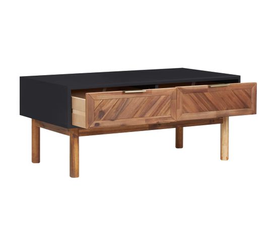 Table Basse 90x50x40 Cm Bois D'acacia Massif Et Mdf