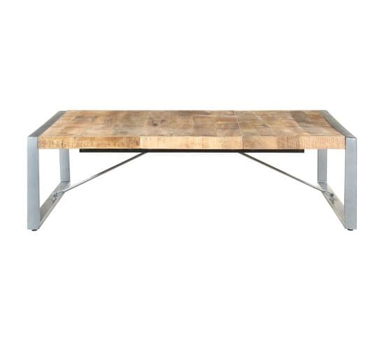 Table Basse 140x140x40 Cm Bois De Manguier Brut