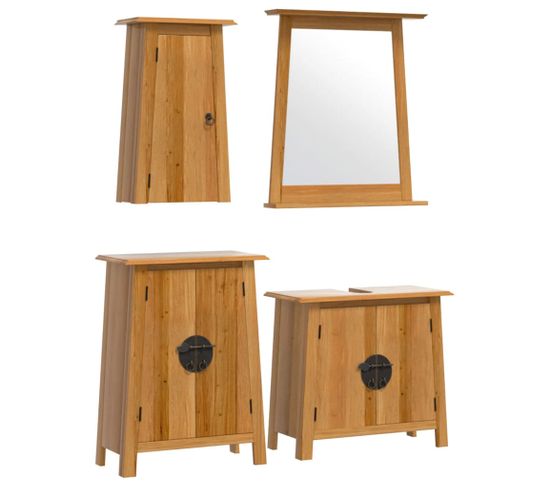 Ensemble De Meubles De Salle De Bain 4 Pièces Bois De Pin Massif