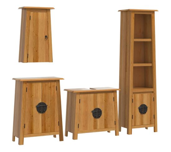 Ensemble De Meubles De Salle De Bain 4 Pièces Bois De Pin Massif