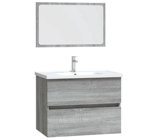 Ensemble De Meubles De Salle De Bain 2 Pièces Sonoma Gris